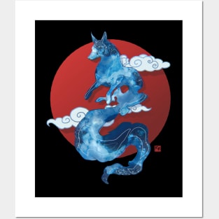 Japanese Style Night Fox Posters and Art